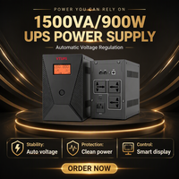 Fuente de Alimentación UPS de 1500VA 900W Monofásica de Onda Sinusoidal Pura con AVR, Sistema de Respaldo de Energía para Hogar y Oficina