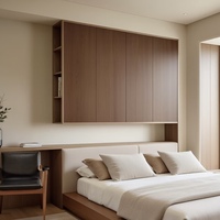 Ensemble de chambre à coucher en bois minimaliste moderne avec armoire de rangement intégrée, lit tatami, coffre de rangement, bureau pour la maison, l'école, la salle de sport