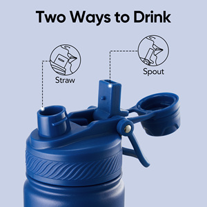 Bouteille d'eau isotherme en acier inoxydable de qualité alimentaire avec paille et bec verseur, double mode de consommation, anti-fuite, pour voiture, portable, voyage en extérieur - Product Image 5