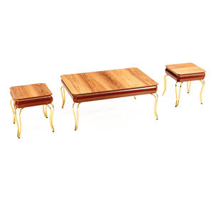 Mesa de Centro Moderna de Imitación Mármol con Patas de Metal Doradas, Muebles para Sala de Estar - Product Image 3