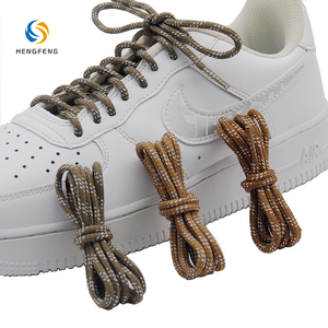 <strong>Brown</strong> Base White Dot Interwoven Round Braided 4.7mm Printed Two Tone Polyester <strong>Shoelaces</strong> for Hiking Boots Casual Sneakers - Product Image 2