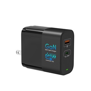 สินค้าขายดีประจำปี <span class=keywords><strong>2023</strong></span> ที่ชาร์จ USB-C แบบสองพอร์ต QC3.0 & PD 65W GaN ที่ชาร์จติดผนัง 65W PD สำหรับ <span class=keywords><strong>Chromebook</strong></span>, สมาร์ทโฟน, แท็บเล็ต - Product Image 2
