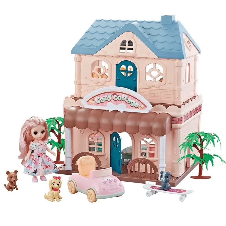 Maison de poupée miniature bricolage de haute qualité, meubles petite maison de poupée avec lumière