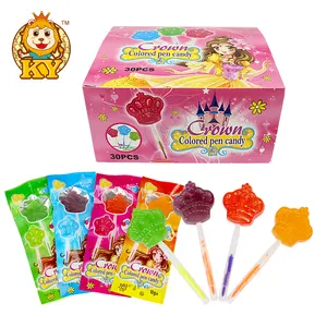 Factory new product fruit flavor crown shape lollipop with glow stick fluorescence hard candy sweets