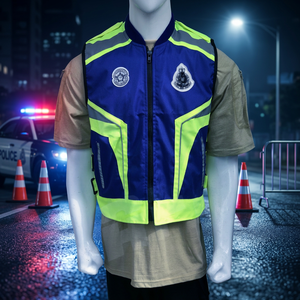 Veste haute visibilité personnalisée ANSI Classe 2, imperméable, bleu fluo jaune, fermeture éclair sur le devant, patchs, option logo personnalisé pour vêtements de travail - Product Image 5