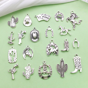 Dijes de Vaquero del Oeste de Aleación de Zinc Plateado Antiguo para Accesorios de Joyería DIY, Dijes de Moda Unisex - Product Image 1