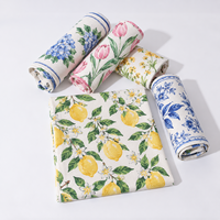 Essuie-tout en coton Hoshom à thème pastoral de jardinage, motif délicat d'oiseaux et de fleurs, taille personnalisée pour la décoration domestique