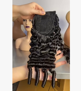 Extensions de cheveux humains bouclés birmans, queues de cheval à cordon, fournisseurs de cheveux humains, prix de gros, haute qualité - Product Image 1