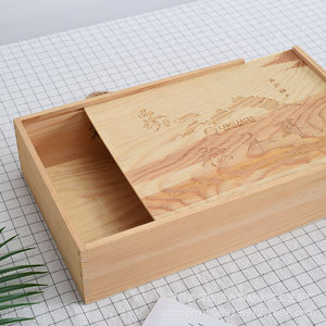 Pine Wood Tea <b>Gift</b> <b>Box</b> Rectangle Handmade Storage For Pu'er And White Tea <b>Cake</b> - Product Image 3