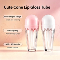 Tube de brillant à lèvres vide en forme de cornet de crème glacée 6ml en gros, en stock, logo personnalisé, emballage cosmétique direct usine