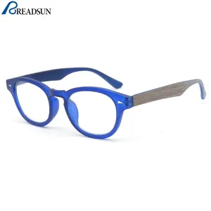 READSUN kacamata baca, bagian tekstur kayu kustom bagian PC bulat warna-warni gaya olahraga