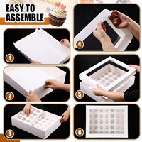 Boîtes jetables pour cupcakes et muffins avec fenêtre, en carton blanc découpé, mini-boîtes à cupcakes