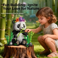 Kreatif DIY Seri Bunga Bunga Matahari Panda Panda dengan Pot Bambu Batu Bata Panda Gemuk