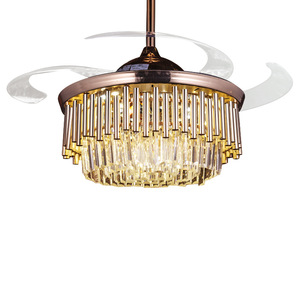Ventilateur de plafond en cristal avec lumière, 3 pales, moteur DC, télécommande, LED dimmable, design moderne, 5 vitesses, 3500K chaud - Product Image 4