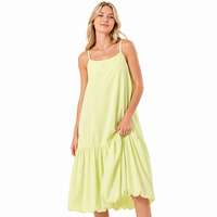 Robe longue jaune clair sans manches à fines bretelles pour femme - Découpes au dos et ourlet à volants - Vêtements personnalisés - Faible MOQ - Fabrication en usine