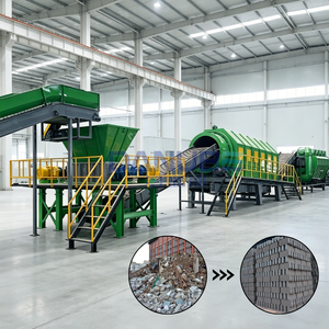 Máquina de Procesamiento de Residuos Industriales con Estructura Metálica Verde, Cinta Transportadora y Trituradora para la Clasificación de Residuos Sólidos Urbanos - Product Image 1