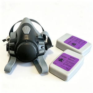 Máscara Respiratoria <span class=keywords><strong>de</strong></span> Silicona <span class=keywords><strong>de</strong></span> Media Cara <span class=keywords><strong>con</strong></span> Filtros CE - Para Soldadura, Pintura en Aerosol, Polvo, Protección Química, Polen, Máscara <span class=keywords><strong>de</strong></span> Seguridad contra Gases - Product Image 1