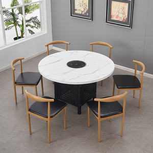 Mesa de comedor rectangular personalizable, cabina de restaurante de mármol barata, diseño de mostrador de Bar, muebles de losa de madera, hoteles, restaurantes - Product Image 2