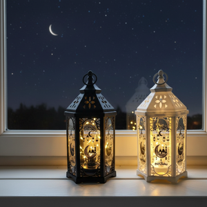 Islamic Style Ramadan LED Inflatable <strong>Lantern</strong> Eid Mubarak Durable Eco-friendly Large Decorative Hanging Lamp White/Black - Product Image 2