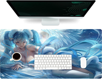 Tapis de bureau en caoutchouc avec impression de logo personnalisée, surface en tissu de haute qualité, surjetée, tapis de souris de jeu extra large pour anime