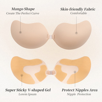 Soutien-gorge adhésif invisible en silicone, sans bretelles, sans dos, à forte tenue, résistant à la transpiration, respirant et réutilisable pour femme