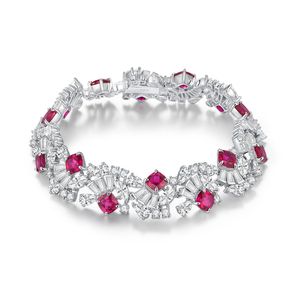 925 Silver Cultivated <b>Ruby</b> <b>Bracelet</b> Shines with Fashion Design Sense, a Great Gift for Girls on Everyday Holiday Occasions L - Product Image 1