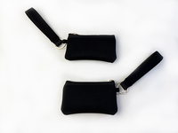 Mini portefeuille en néoprène de couleur noire unie avec logo personnalisé mignon petit bracelet portable porte-monnaie à fermeture éclair porte-carte d'identité