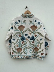 Vintage <b>Velvet</b> Suzani Waterproof <b>Jacket</b> Embroidered Ethnic Boho Floral <b>Womens</b> Traditional Handmade Statement Outerwear - Product Image 2