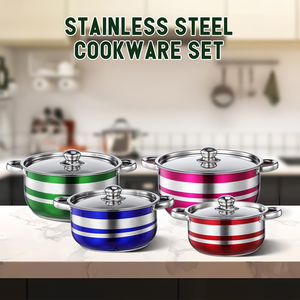 4PCS Stainless Steel <b>Cookware</b> <b>Set</b> for <b>Induction</b> Stock Pot & Soup Pot with Lids Durable Kitchen Pots for Home Restaurant - Product Image 2