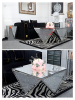 Table basse ronde en MDF avec diamants écrasés, style simple et luxueux, nouvelle collection Foshan 2025, pour le salon, prix plus bas