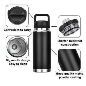 Bouteille d'eau sportive d'extérieur en acier inoxydable à double paroi isolée sous vide, sans BPA, avec poignée et couvercle, personnalisable, en gros, 20, 26 et 36 oz - Product Image 2