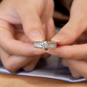 Goldleaf 1ct Moissanite 925 Sterling <b>Silver</b> <b>Ring</b> VVS1 Moissanite Diamond <b>Ring</b> White Gold Plated Moissanite Engagement <b>Ring</b> <b>Men</b> - Product Image 3