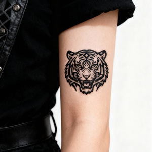 Tatuaje Temporal de <span class=keywords><strong>Cabeza</strong></span> de Tigre Dominante, Tatuaje Semipermanente Impermeable con Duración de 2 Semanas, Pegatinas de Tatuaje Herbal Realistas - Product Image 4