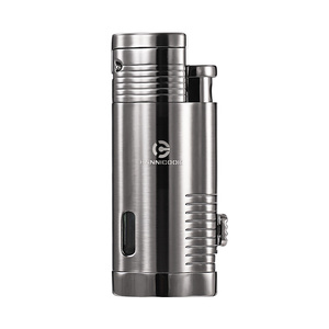 HANNICOOK triplo getto fiamma metallo accendisigari con taglierina antivento butano torcia ricaricabile per uso sigaretta - Product Image 4