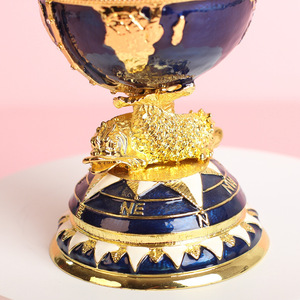Wholesale Fast Shipping Blue Global Retro Egg-Shaped <b>Small</b> Ornament <b>Box</b> with Boat Creative Home Decor <b>Gift</b> - Product Image 3