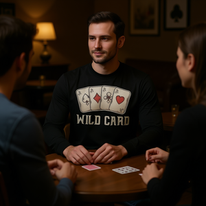 Camiseta de manga larga Wild Card para hombre, camisa informal con diseño de póquer - Product Image 1