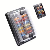 Boîtier de fusibles à lame 12 voies 12V DC YJ-FB1211 avec LED d'avertissement rouge pour montage sur panneau, idéal pour voitures et applications marines