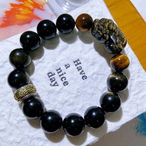 Fortune Feng Shui Or Obsidienne <span class=keywords><strong>Pixiu</strong></span> Perles Bracelet En Acier Inoxydable Chanceux Amulette Religieux À La Mode Perlé Bracelet Bijoux - Product Image 5