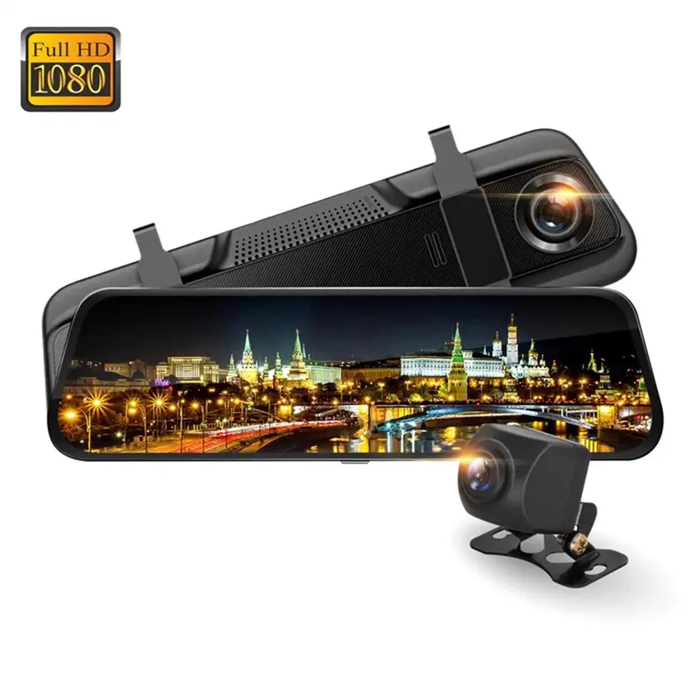 10 Inch 1080P Auto Dvr Achteruitkijkspiegel Videorecorder Dubbele Lens Met Nachtzicht Back-Up Dashcam Nachtlenzen Cr61