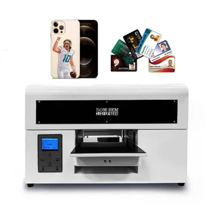DOMSEM Printer Digital kualitas tinggi profesional Printer Flatbe Uv ukuran A4 20*30 mesin cetak Uv dengan nampan Putar