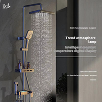 Robinetterie thermostatique intelligente en acier inoxydable SUS304, ensemble de douche multifonctionnel avec pommeau pluie, douchette extractible, jet doux, affichage numérique, céramique