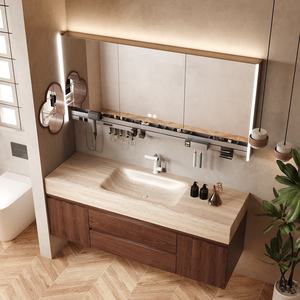 Nuevo gabinete de baño inteligente integrado con lavabo, diseño curvo y moderno - Product Image 3