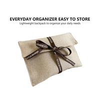 Pochette enveloppe en jute de luxe personnalisée avec logo, pour cosmétiques, vêtements, cheveux, protection contre la poussière, doublure en satin, ruban de fermeture, cadeaux