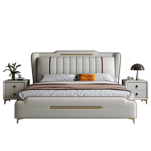 Nouveau <span class=keywords><strong>lit</strong></span> <span class=keywords><strong>superposé</strong></span> en bois de manguier écologique, <span class=keywords><strong>hauteur</strong></span> réglable, taille complète, rangement avec tiroirs, tissu rembourré, chambre à coucher moderne et luxueuse - Product Image 2