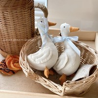 Peluche d'oie blanche en coton-lin, animal en peluche d'oie en pur coton, pendentif apaisant pour bébés et enfants