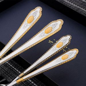 Offre Spéciale – Prix de Gros – Ensemble de Couverts en Acier Inoxydable Style Classique Poli Miroir – Vaisselle Plaqué Or – Cuillère, Fourchette, Théière - Product Image 3