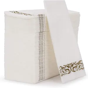 Белые бумажные салфетки для ужина с индивидуальным принтом, одноразовые полотенца для рук
