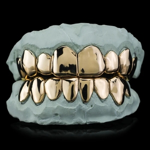 Bijoux Fins Hip Hop Grillz Plaqué Or Véritable <span class=keywords><strong>Argent</strong></span> Sterling Massif 925 Robuste Convient aux <span class=keywords><strong>Dents</strong></span> Taillées Profondément - Product Image 2