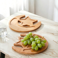 Plateau à fruits secs en bambou, motif étoile et lune, à compartiments, pour la maison, le salon, pour bonbons, noix et en-cas, vente chaude