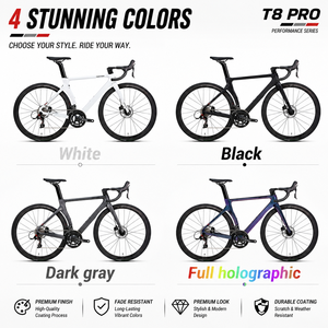 Bicicleta de <span class=keywords><strong>Carretera</strong></span> Ligera de Fibra de <span class=keywords><strong>Carbono</strong></span> T8pro 700C con Eje Pasante, <span class=keywords><strong>Manillar</strong></span> de <span class=keywords><strong>Carbono</strong></span> Integrado, 24 Velocidades, Bicicleta de Carreras para Adultos - Product Image 6